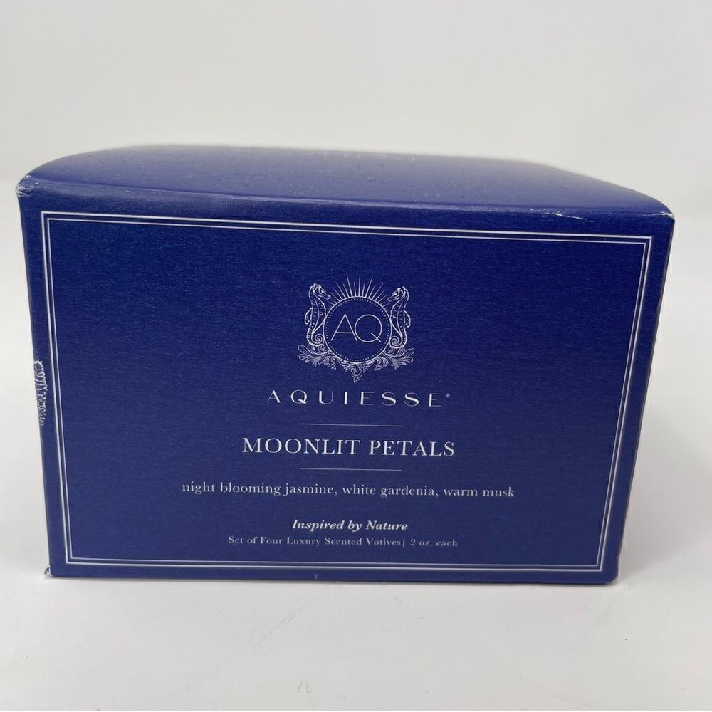 AQUIESSE Moonlit Petals Luxury Scented Glass Votive Candles Set of 4 NEW